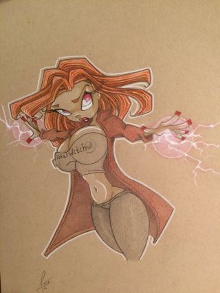 Scarlet Witch Avengers Iron Man Comic Art Sketch Cover Stef Wilson 5