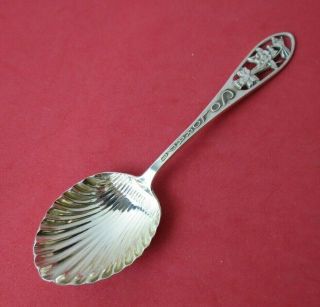Colorado Shell Ribbed Bowl Columbine Flowers Sterling Silver Souvenir Spoon 5.  5 "