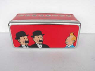 Rare Tintin And Snowy Dupondt Metal Cookie Box 2008 France Near Belgium