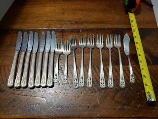 16 Vtg Wallace Harmony House Aa,  Classic Filigree Knives Forks Silver Plate
