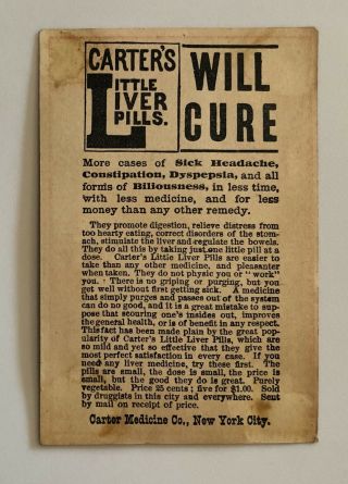Victorian Carter ' s Little Liver Pills Trade Card - Quack Medicine 2