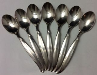 1847 Rogers Bros Is Silver Plated Flair Pattern 7 Small Spoons Coffee 4 1/3 " Lng