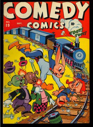 Comedy Comics 19 Rare Rabbit Nazi Wwii Cover Timely 1943 App.  Vf