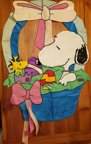 Large Outdoor Flag Snoopy Easter Basket Flag Large 2 Sided.  40 X 29