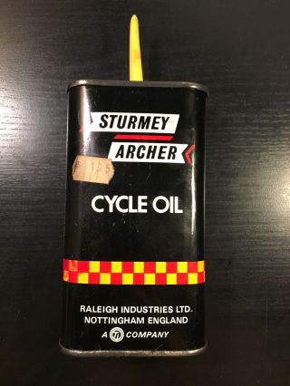 Vintage Sturmey Archer Cycle Oil 8.  8oz.  Handy Oiler Oil Can