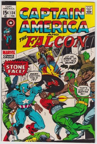 Captain America 134 Vf,  8.  5 Falcon Gene Colan Art