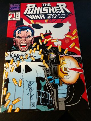 Punisher War Zone 1 Signed By John Romita Jr.  Gerry Conway Klaus Janson W/coa