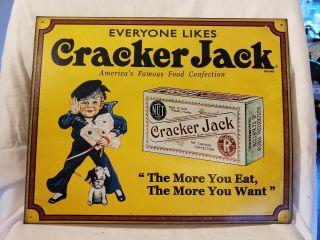 Cracker Jack 15 " X 12 " Metal Tin Sign The More You Eat You Want 2003 Reproductio