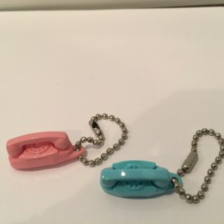 2 Vintage Collectible Keychain: The Princess Phone Telephone Pink And Blue 5