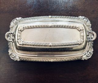 Vintage Silver Plate Butter Dish Lid W/glass Insert