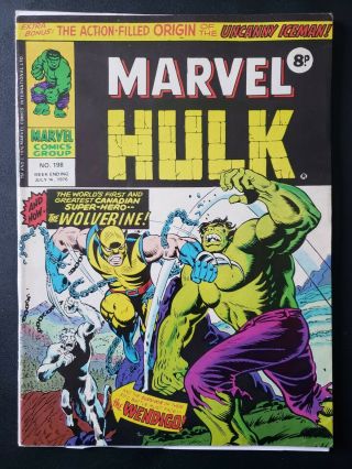 Mighty World Of Marvel 198 Incredible Hulk 181 1st App Wolverine Marvel Uk 1977