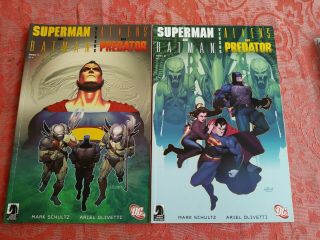 Superman And Batman Versus Aliens And Predator 1 - 2 Complete Dc Schultz Olivetti
