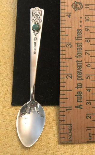 Sterling Turquoise Navajo Indian Souvenir Spoon Thunderbird Native American