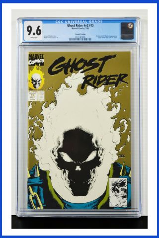 Ghost Rider V2 15 Cgc Graded 9.  6 Glow In The Dark Gold Ink Cover Comic Book