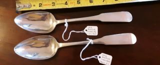 Set Of 2 Antique Fishkill,  N.  Y.  Large Serving Spoons John Bedford 1757 - 1834