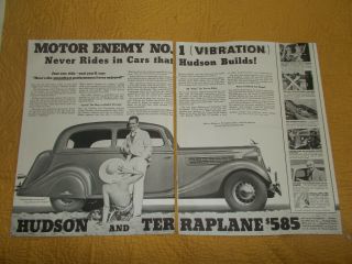 1935 Hudson Terraplane Double Page Vintage Car Ad Pic Picture Print Flyer Photo