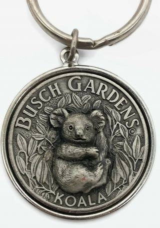 Vintage Busch Gardens Tampa,  Florida Koala Keychain Metal Key Ring