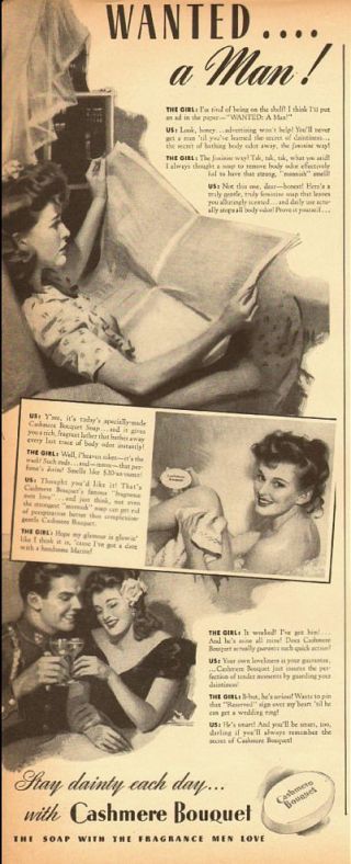 1943 Vintage Ad,  Cashmere Bouquet Beauty Soap,  