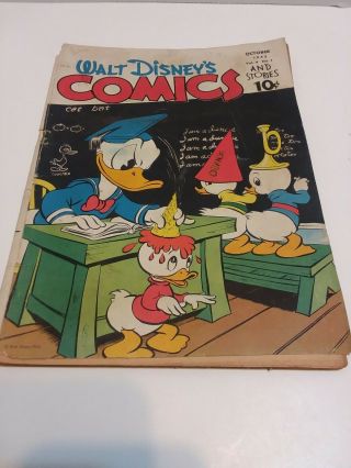 1943 Walt Disney Comics Donald Duck Vol.  4 No.  1 Old Very Rare Comic Book
