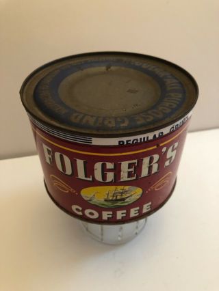 Vintage Folger ' s Coffee Can Tin with Lid 2