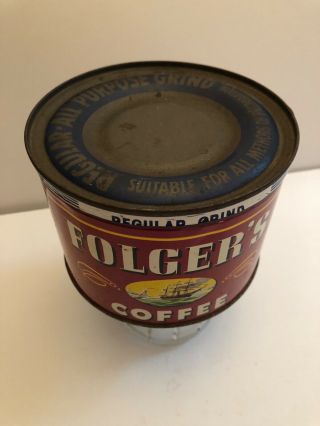 Vintage Folger ' s Coffee Can Tin with Lid 4