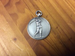 Antique Sterling Silver Pocket Watch Fob - Golf Medal