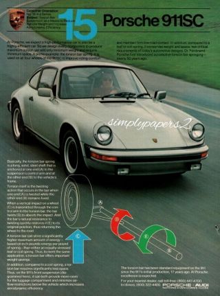 1981 Porsche 911sc 911 Sc 15 In A Series Vintage Color Photo Print Ad