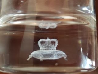 Crown Royal glass with 3D hologram of crown on a cushion in base,  3 ' x 3.  5 ' 4