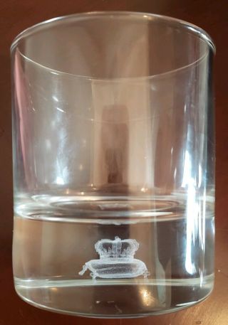 Crown Royal glass with 3D hologram of crown on a cushion in base,  3 ' x 3.  5 ' 5