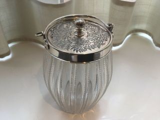Antique Victorian Silver Plated And Cut Glass Preserve Pot