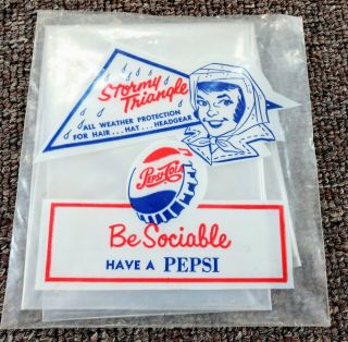 Very Rare 1950s Pepsi - Cola " Stormy Triangle " Rain Bonnet.