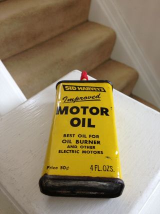 SID HARVEY ' S SPECIAL MOTOR OIL HANDY OILER Rare Old Advertising Tin Can Gas Oil 5