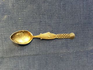City Hall Santa Monica California Souvenir Spoon,  Sterling Silver,  Fish Handle