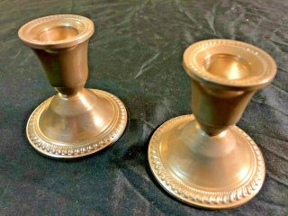 Vintage Signed Duchin Sterling Silver Footed Candlesticks Pair - 1950 