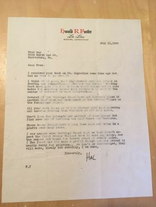 Signed Letter From Hal Foster Of Prince Valiant From 7 1952 To Fred Ray
