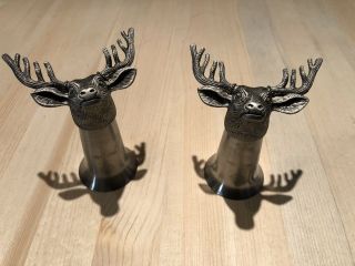 2 Jagermeister Pewter Shot Glasses Buck Head Elk Stag Deer Shooter Barware Jager
