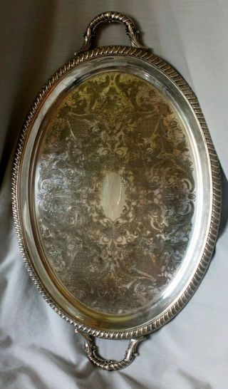 Vintage Silver Plated Very Large Serving Tray Rococo Design
