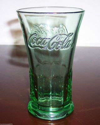 Coca - Cola Coke Brand 16 Oz.  Soda Fountain Green Heavy Drinking Glass