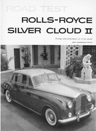 1960 Rolls - Royce Silver Cloud Ii Road Test Technical Data Review Print Article