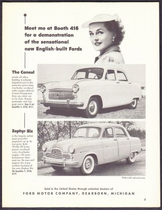 1953 English Ford The Consul & Zephyr Six Sedan Photo Vintage Promo Print Ad