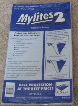Pack Of 50 Mylites 2 Mil Mylar Current / Modern Comic Book Bags Sleeves