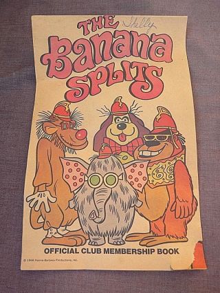 Rare 1968 The Banana Splits Official Club Membership Book Hanna Barbera Kelloggs
