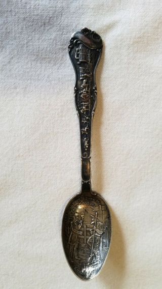 Old Ornate Sterling Silver Souvenir Spoon Of Missouri Show Me State Kansas City