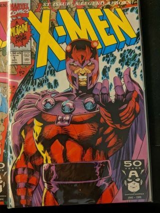 X - Men 1 First Issue.  3 Collector Covers 1991.  Jim Lee.  Us Only Marvel