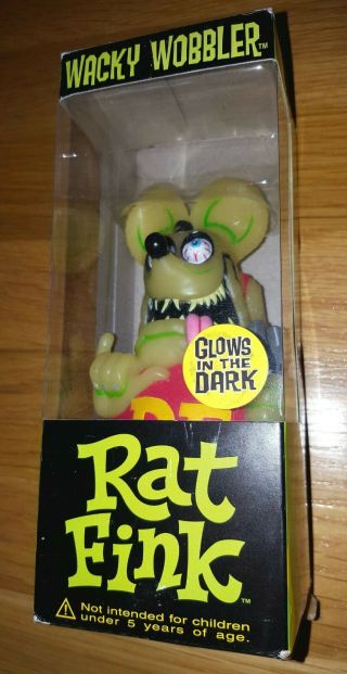 Rat Fink Glow In The Dark Wacky Wobbler Bobblehead Funko W/box Big Daddy Roth