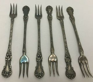 Antique Set Of 6 1835 R Wallace Silver Plate Seafood Or Cocktail Forks