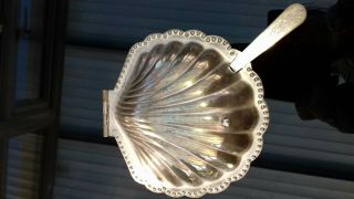 Silver Plated Epns Opened Scallop Oyster Shell Bowl Butter Dish Glass Lined