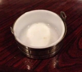 Rare Epns Salt Bucket Shaped Salt With Milk Glass Liner