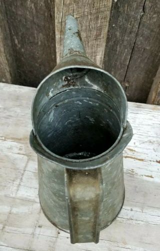 Vintage Antique Galvanized Metal 1 Quart Oil / Gasoline Can with Spout 4