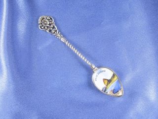 1960s Rio De Janeiro Sugerloaf Mountain Sterling Silver Enameled Souvenir Spoon